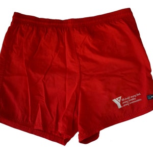 Lifeguard Striped Swim Trunks Shorts Guard YMCA Pool Staff (S, Red