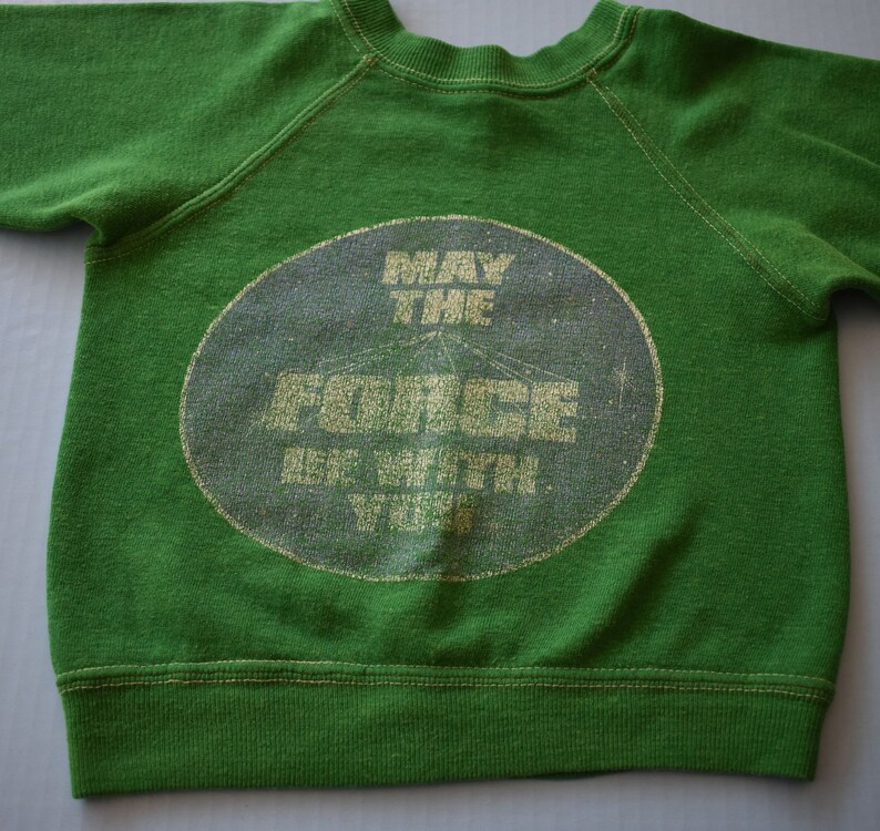 Vintage 70s Star Wars Kids Sweatshirt Size Medium 1970s May The Force Be With You Raglan Jumper
