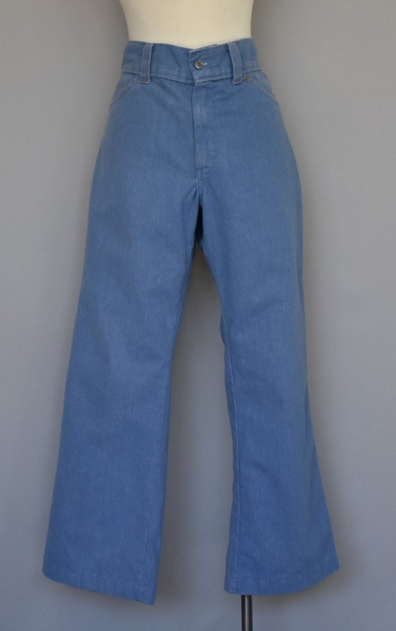 Vintage 70s Light Wash Jeans, 1970s Sky Blue Soft… - image 2