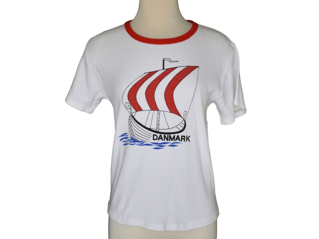 80s Danmark Viking Ship T-shirt Tee Vintage - Etsy