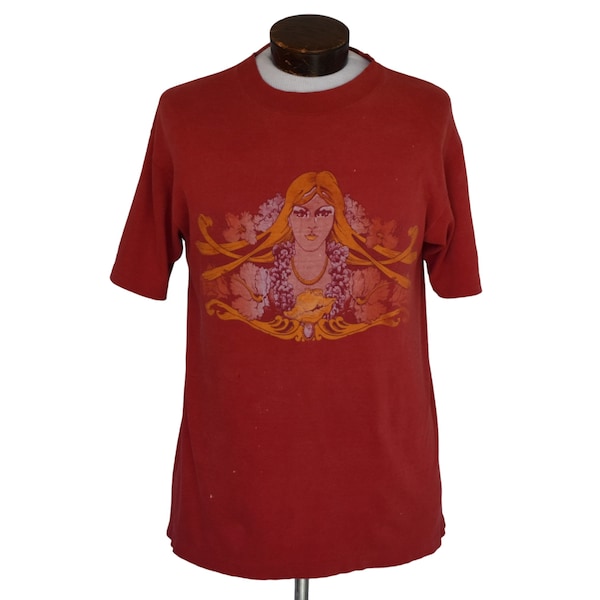 Vintage 80s Mermaid T-shirt, 1980s Sea Goddess Tee Shirt, Size Large to XL