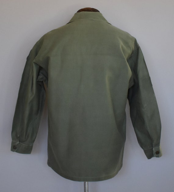 Vintage 60s Olive Green Uniform Shirt, 1960s Cott… - image 4