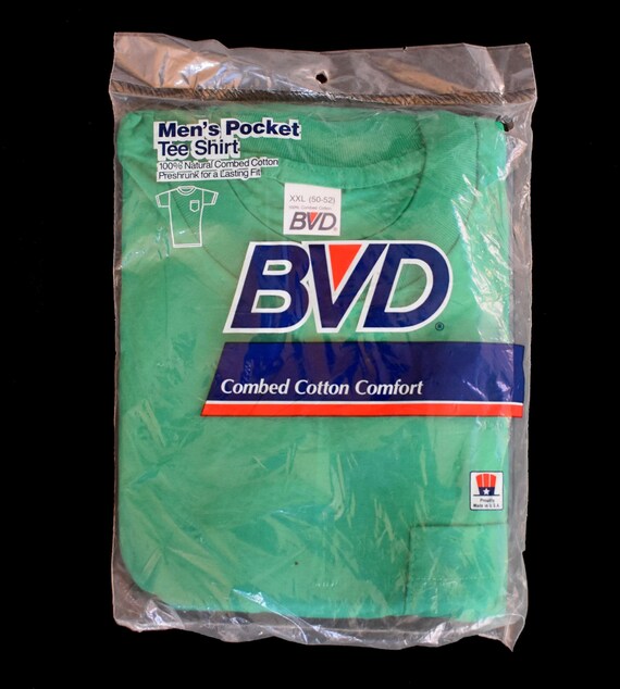 80s Green Pocket Tee BVD Blank T-shirt 