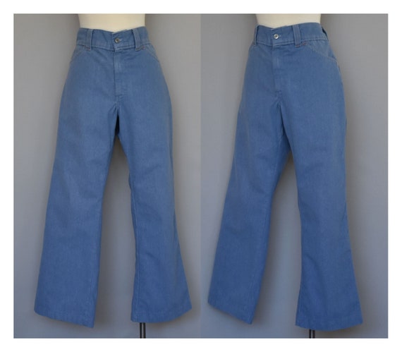 Vintage 70s Light Wash Jeans, 1970s Sky Blue Soft… - image 1