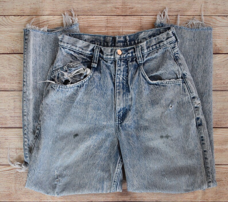 Ripped Acid Wash Jeans Vintage 80s Sanforized Jeans 1980s | Etsy