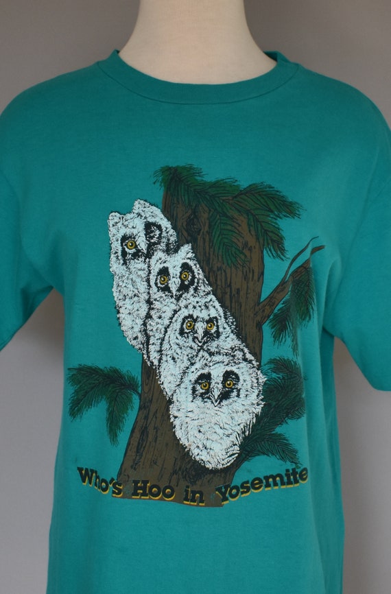 Vintage 80s Yosemite T-shirt, 1980s Owl Puffy Gra… - image 3
