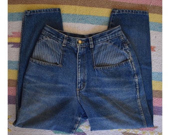 Vintage 80s Zena Jeans, Tapered Leg Pants, 1980s Medium Wash Denim, Size 28 x 26 1/2