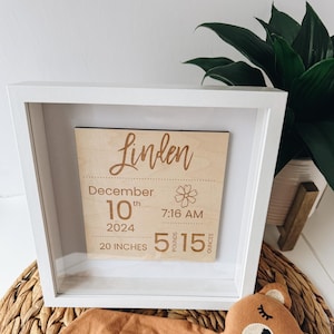 Personalized Baby Birth Stats Shadow Box with Baby Birth Stats Baby Shower Gift Nursery Decor