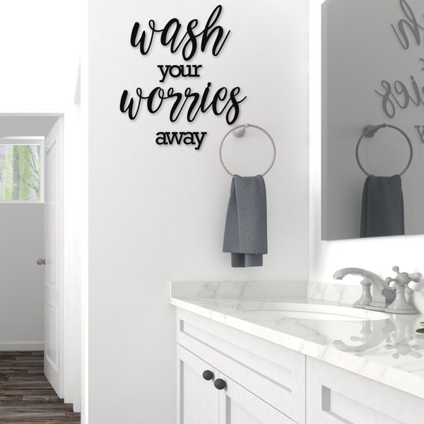 Wash your worries away, Cutout Letters, Laundry room sign, Wash and Dry, 3D Wood Sign, Wood Sign, Laundry Room, laundry sign