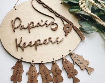 Papas Keepers, Gift for Dad, Gift for Grandpa, Papa Gift, 3D Wood Sign, fishing, fishing gift for dad, fishing gift for grandpa, hooked on