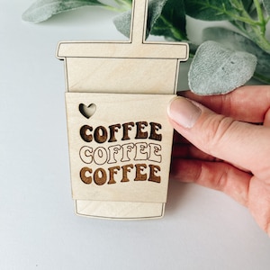 Iced Coffee Magnet, Coffee Lover Gift, Gift for coffee drinker, coffee, Wood, Laser Cut, Customized