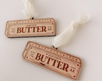 Trending Butter Squishy Ornament Personalized Wooden Christmas Ornament Funny Food Gift for Teens Kids Stocking Stuffer