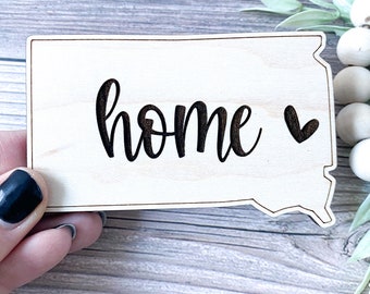 Housewarming Gift,  Laser engraved, State Magnet, Gift , Wood Magnet, Fridge Magnet, Housewarming Magnet,  New Home Magnet, South Dakota