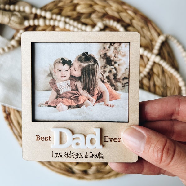 Fathers Day Picture Frame Magnet, Polaroid Picture frame for dad, Customized Refrigerator magnet for fathers day, Gift from kids to grandpa