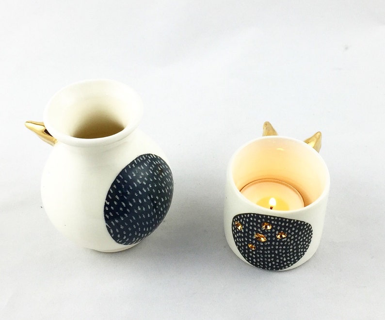 Ceramic tea light holder tea light jar tea light lantern tea light candle holder ceramics personalised image 2
