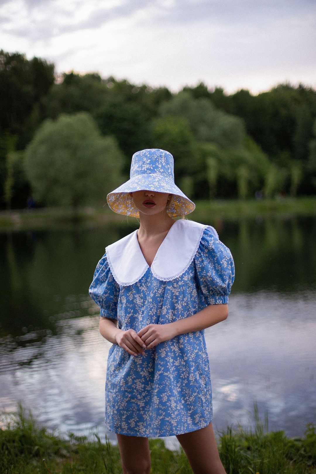 【年内までの掲載】birthday bash Fur Collar Mantle Short Sleeve Gathered Peter Pan Collar Babydoll Dress