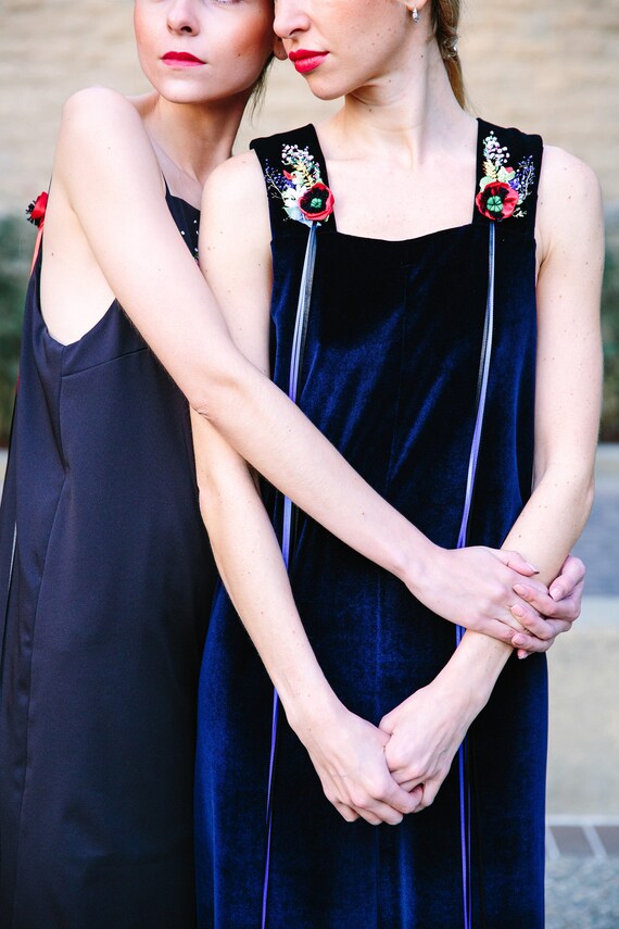 navy blue velour jumpsuit