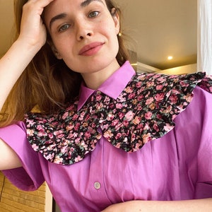 Floral Oversized Collar Women Cute Detachable Collar Statement Reversible Collar Peter Pan Frilled Collar Gift for women/friend/daughter image 5