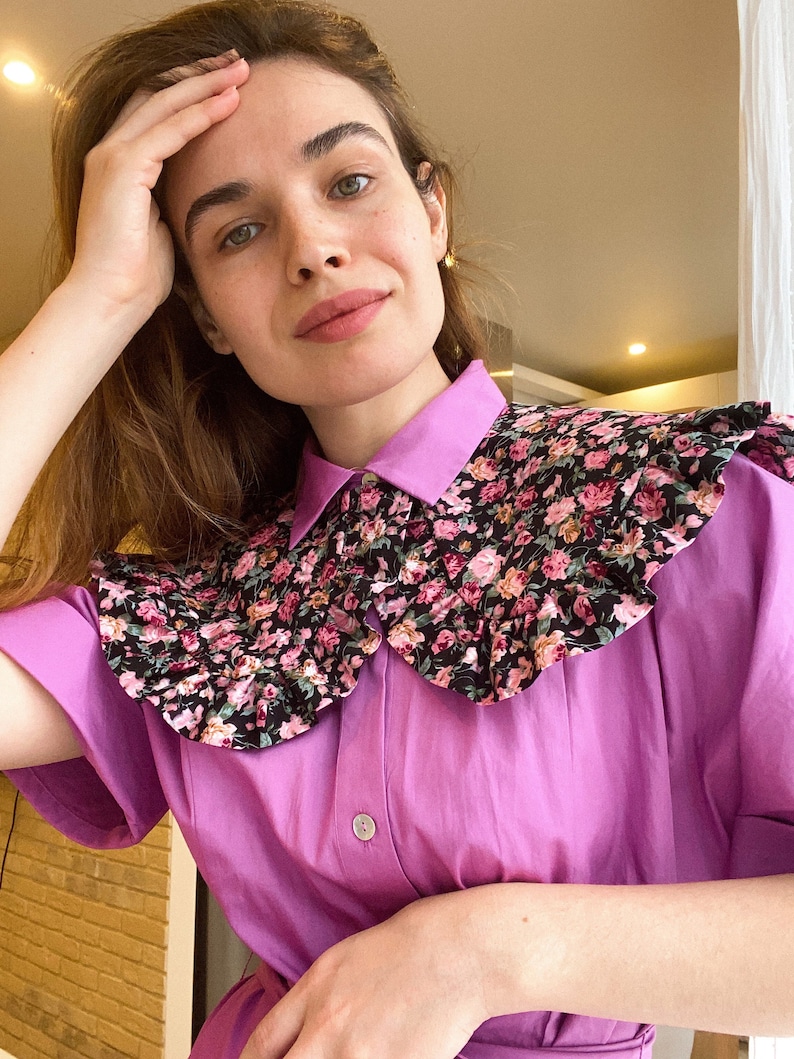 Floral Oversized Collar Women Cute Detachable Collar Statement Reversible Collar Peter Pan Frilled Collar Gift for women/friend/daughter image 5