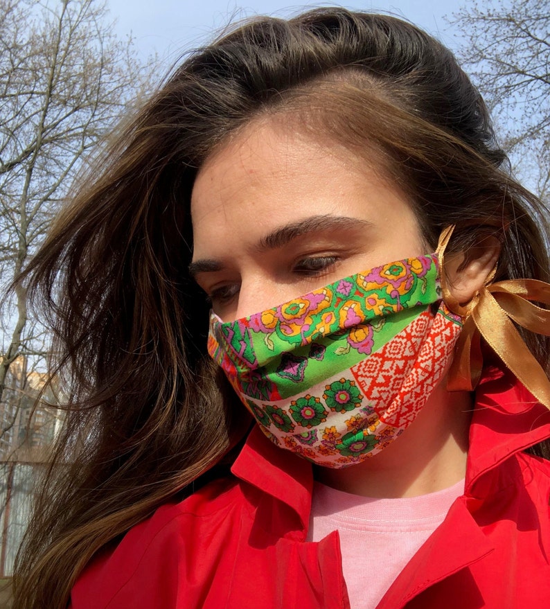 Designer Pleated Face Women Mask Cotton/Silk Cloth Face Mask Etsy