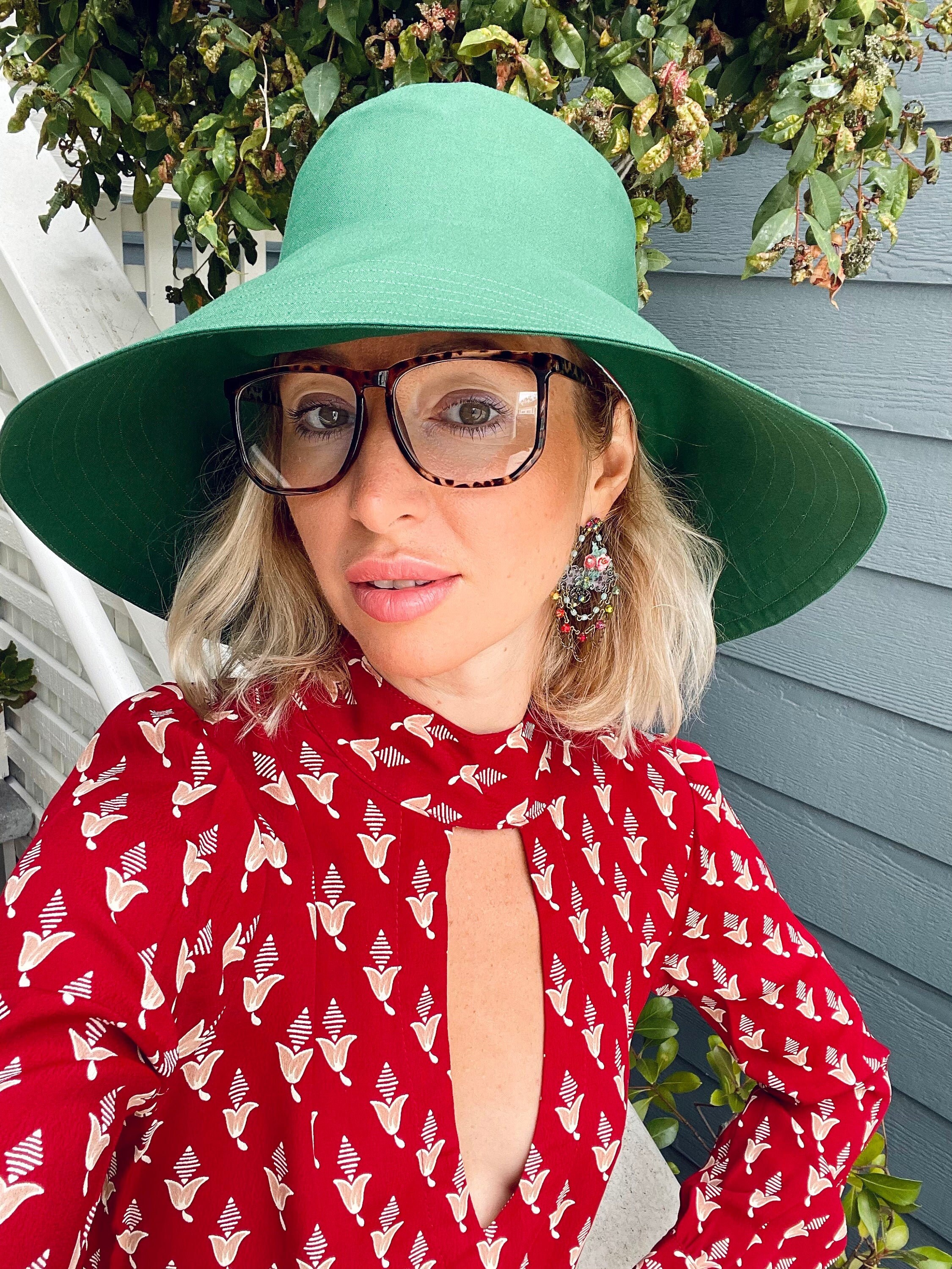 Gucci Green Wide Brim Hat for Vacation 