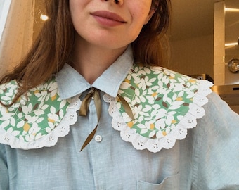 Amazing Statement Removable Collar Oversized Floral Prairie Collar Detachable Reversible Collar Women Dress Blouse Shirt Collar Gift for her