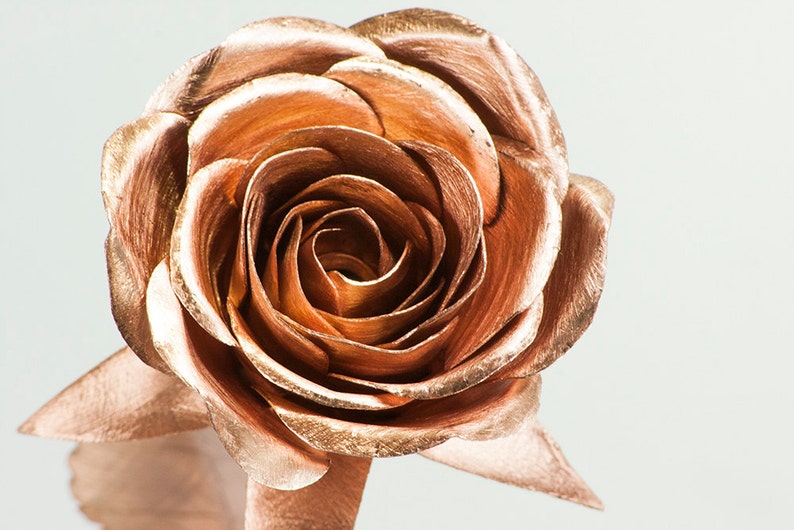Half Bloom Metal Roses Copper Rose Art Gift Home Wedding Etsy