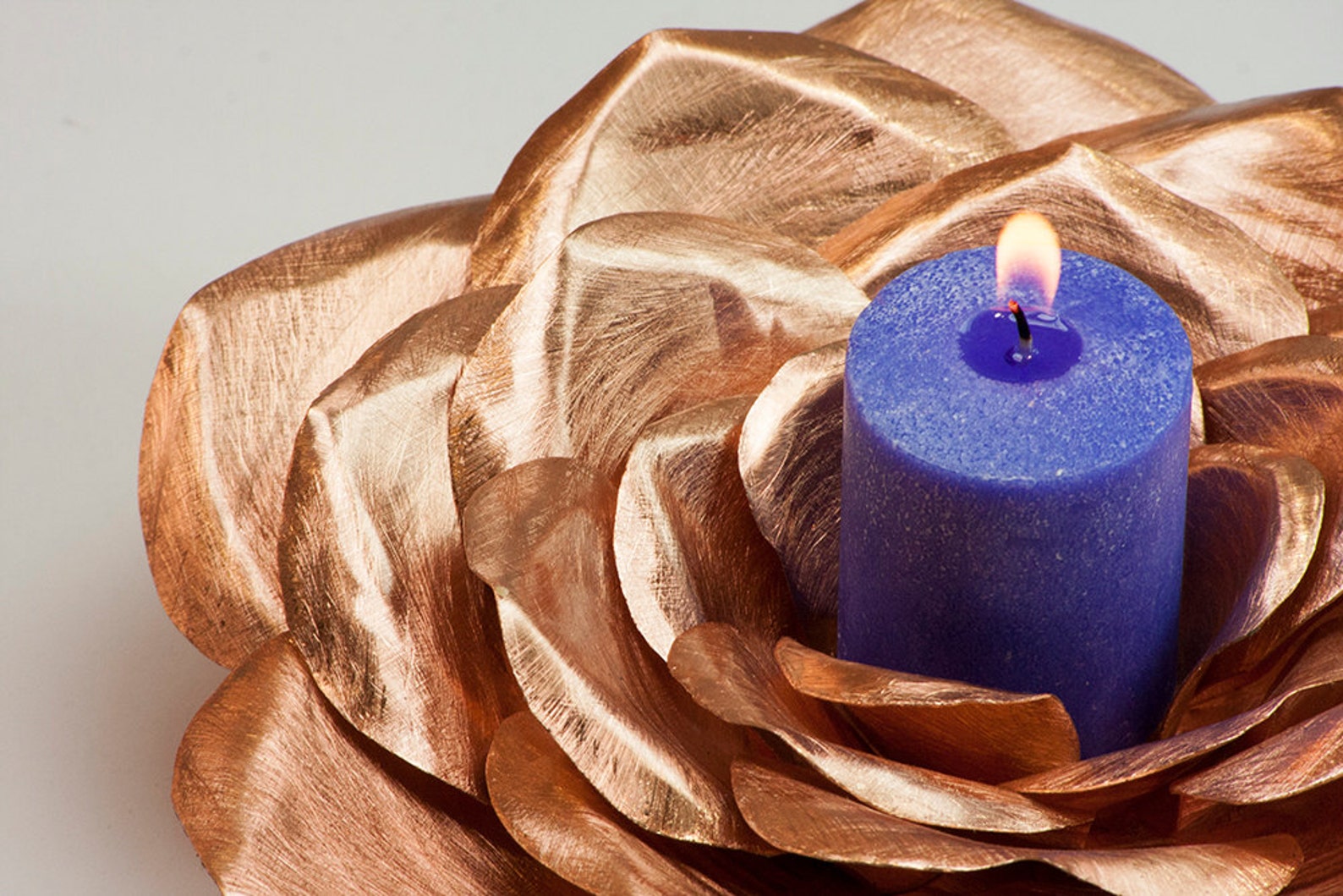 Copper Rose Candle Holder Handmade Metal Art Roses Forever Etsy