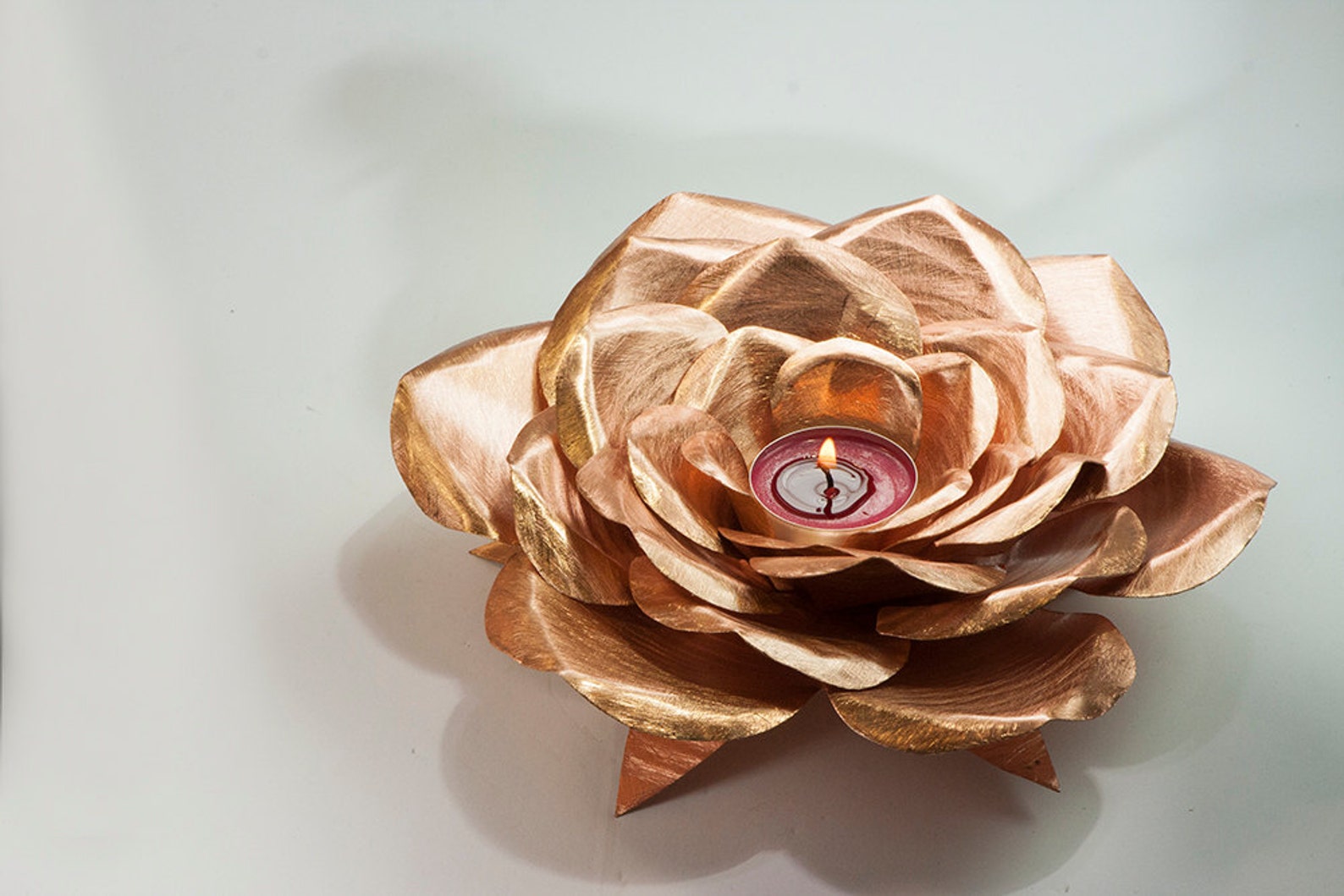 Copper Rose Candle Holder Handmade Metal Art Roses Forever Etsy