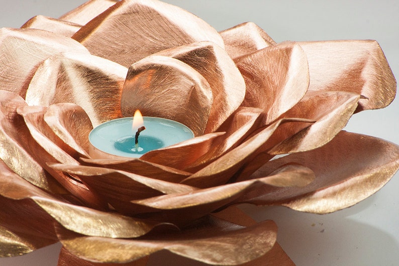 Copper Rose Candle Holder Handmade Metal Art Roses Forever Etsy