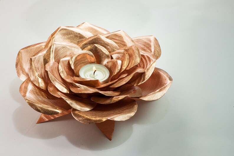 Copper Rose Candle Holder Handmade Metal Art Roses Forever Etsy