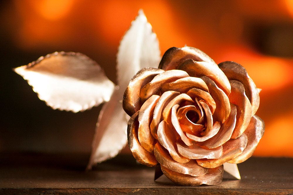 Pure Copper Rose Life Size Long Stem Metal Art Forever Flower - Etsy