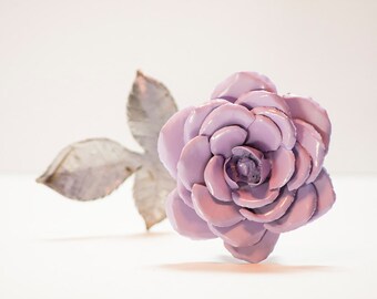 Pink Steel Rose - Perfect Handmade Metal Rose Art - Forever Flower - Color - Light Pink