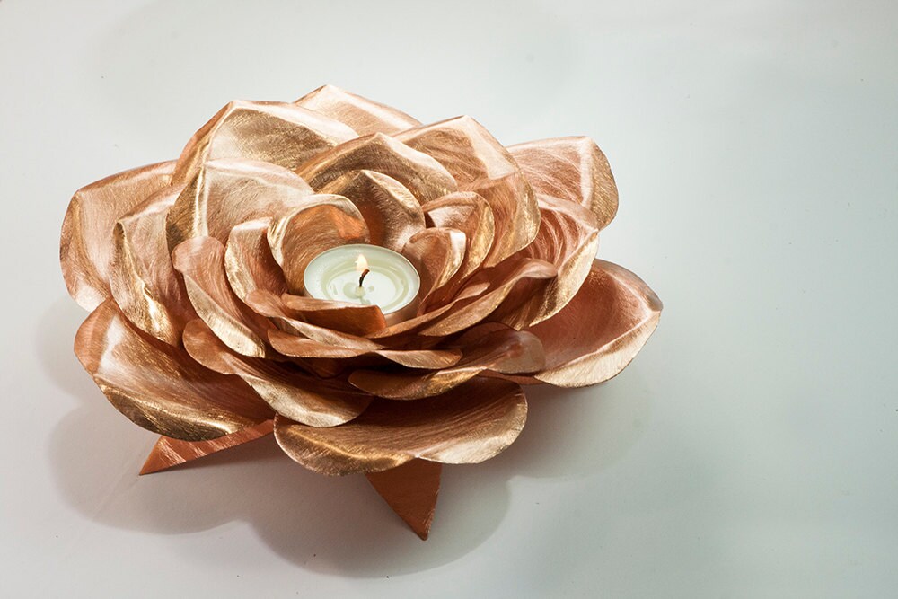 Cuivre Rose Bougie Roses Titulaire de Metal Art Parfait Pour Votives Bougies 7E 9E Neuvième Septième