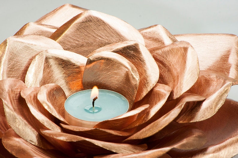 Copper Rose Candle Holder Metal Roses Art Perfect for Etsy