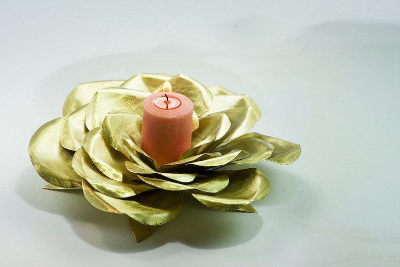 Perfect Handmade Brass Rose Candle Holder Metal Rose Art Etsy