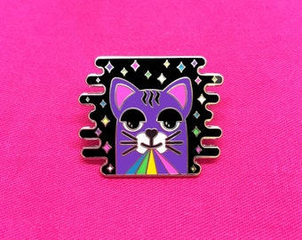 Rainbow Laser Cat Lapel Pin