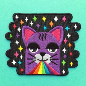 Rainbow Laser Cat Iron-On Patch