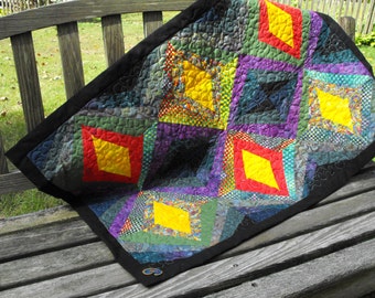 wall quilt, gift for him, gift for her, contemporary quilt, art quilt, wall hanging, small quilt, housewarming gift, table topper