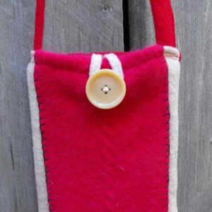 red wool bag, felted wool bag, gift for her, across the shoulder bag, hand made purse, hand made bag,  tablet bag, fashion accessory, tote