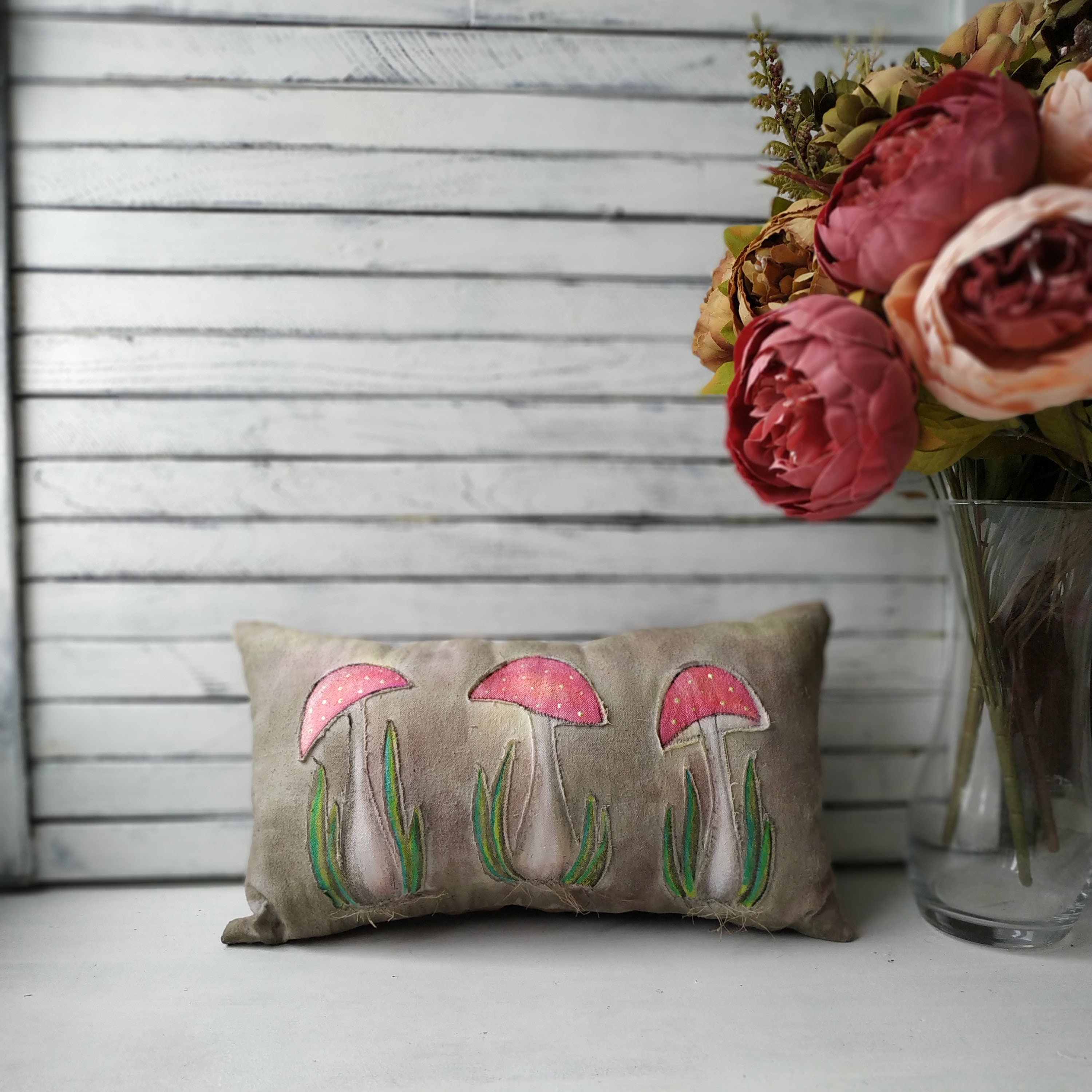 Mushroom pillow Cottagecore decor Throw pillow Mushroom Etsy