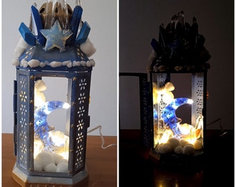 Silver moon lantern led lamp table lamp gift idea home decoration atmosphere lamp