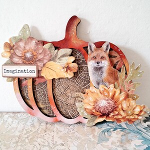 Decoro Zucca Volpe in legno e carta da appendere