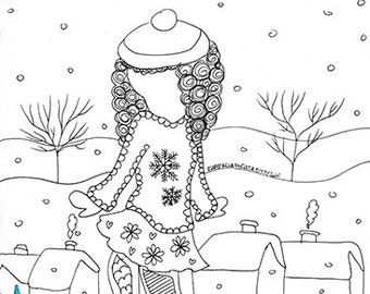 Winter little girl skating coloring page adults kids children snow ice skating sports download page to download christmas winter landscape