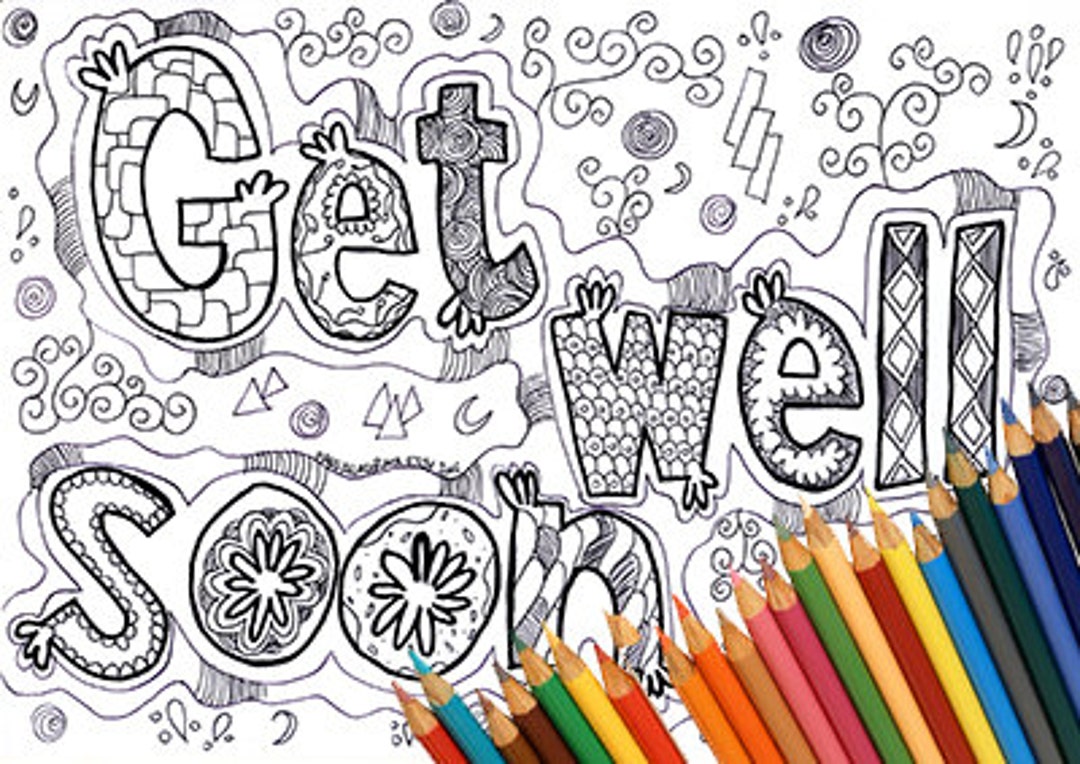Coloring Page, Coloring Page Get Well, Get Well Soon, Coloring Card ...