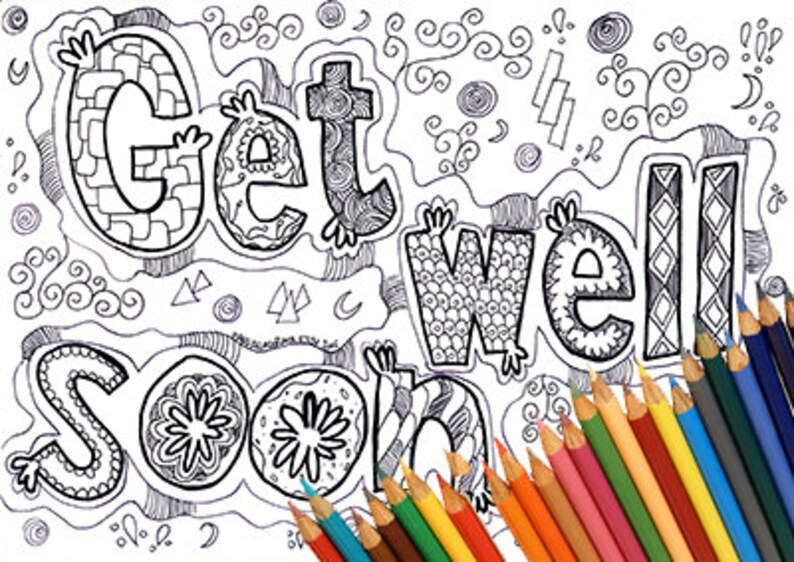 Coloring page coloring page get well get well soon coloring | Etsy