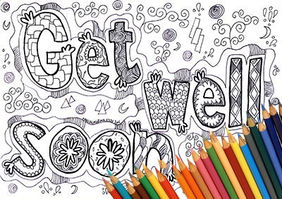 Coloring Page, Coloring Page Get Well, Get Well Soon, Coloring Card