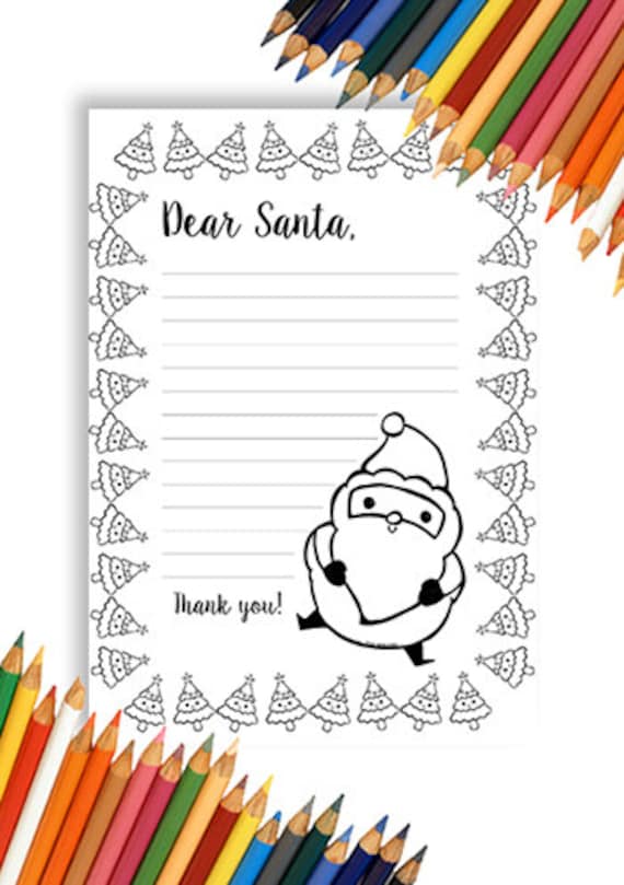 Letterina Di Babbo Natale Da Stampare E Colorare Per Bambini Etsy
