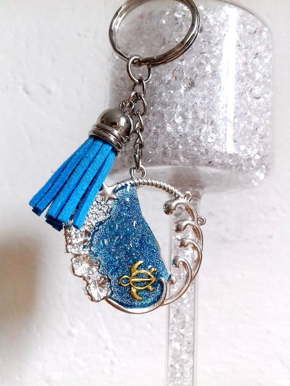 Turtle Gifts Resin Keychain Blue Turtle Keyring