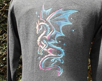 Celestial Dragon Zip Up Hoodie, Dragon Hoodie, Celestial Dragon Embroidered Hoodie, Heavy Hoodie S - 5XL